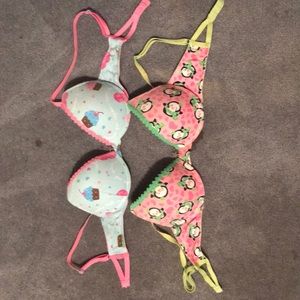 Cupcake and winter penguin bras 34C
